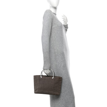 CHANEL Tweed Quilted Chocolate Bar Tote Beige