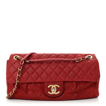 CHANEL Iridescent Calfskin Large Chic Quilt Flap Red