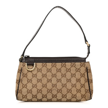 GUCCI Monogram D Ring Cosmetic Case Brown