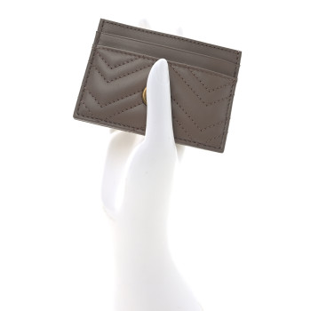 GUCCI Calfskin Matelasse GG Marmont Card Holder Porcelain Rose