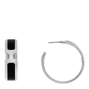 HERMES Lizard Olympe Earrings Black