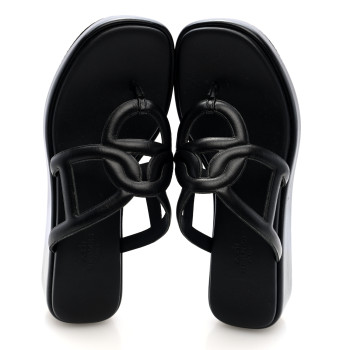 HERMES Nappa Gipsy Sandals 38 Black