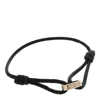 CARTIER 18K White Gold Charity LOVE Adjustable Cord Bracelet Black