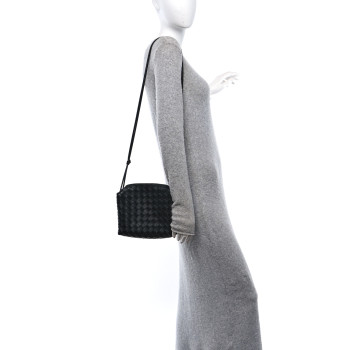 BOTTEGA VENETA Nappa Intrecciato Medium Loop Camera Bag Black