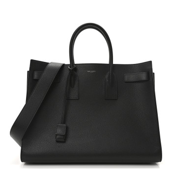 SAINT LAURENT Grained Calfskin Large Sac De Jour Carryall Black