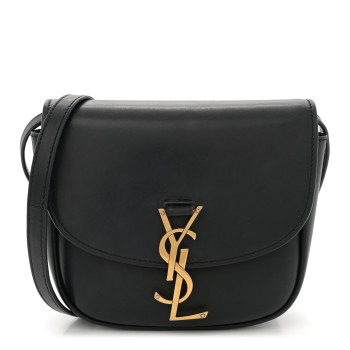 SAINT LAURENT Smooth Calfskin Classic Monogram Small Kaia Satchel Black
