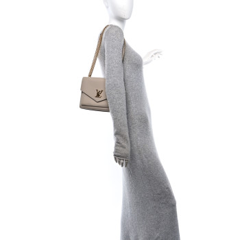 LOUIS VUITTON Soft Calfskin Mylockme Chain Bag BB Greige