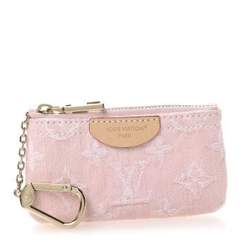 LOUIS VUITTON Monogram Denim Key Pouch Washed Pink