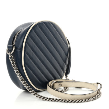 GUCCI Azalea Calfskin Matelasse Diagonal Mini Torchon GG Marmont Round Shoulder Bag Blue Agata Mystic White