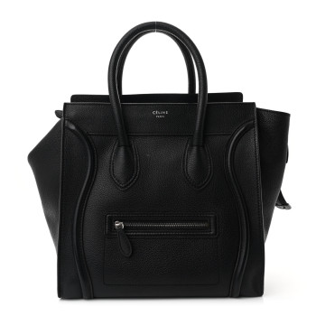 CELINE Drummed Calfskin Mini Luggage Black