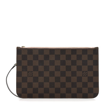 LOUIS VUITTON Damier Ebene Neverfull MM GM Pochette Rose Ballerine