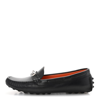 HERMES Supple Calfskin Mens Irving Driving Moccasin Loafers 37 Black