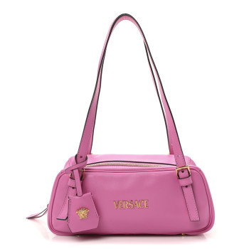 VERSACE Lambskin Tag Bowling Bag Pink