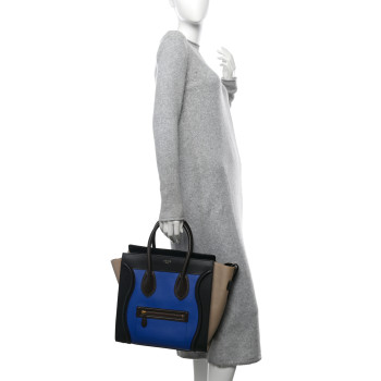 CELINE Elephant Calfskin Mini Tri-Color Luggage Indigo