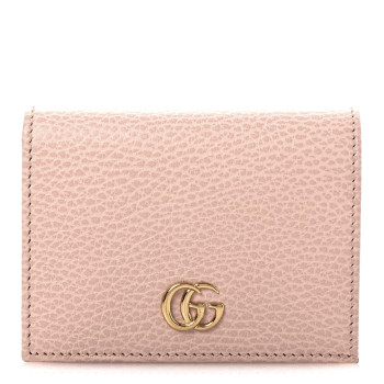 GUCCI Dollar Calfskin GG Marmont Card Case Perfect Pink