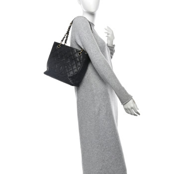 CHANEL Caviar Quilted Petit Shopping Tote PST Black