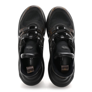 LOUIS VUITTON Calfskin Patent Monogram LV Archlight Sneakers 38 Black