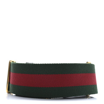 GUCCI Canvas Web Studded Wide Shoulder Strap Green Red