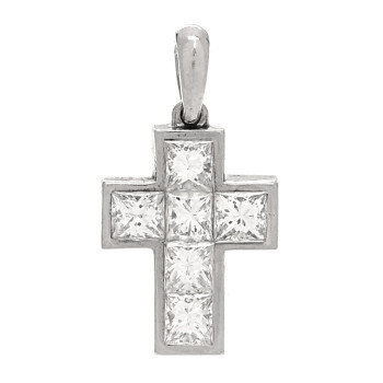 CARTIER Platinum Diamond Cross Pendant