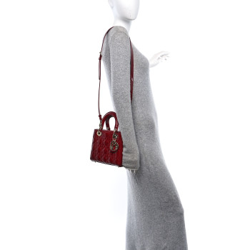 CHRISTIAN DIOR Patent Cannage Small Lady Dior Cherry Red