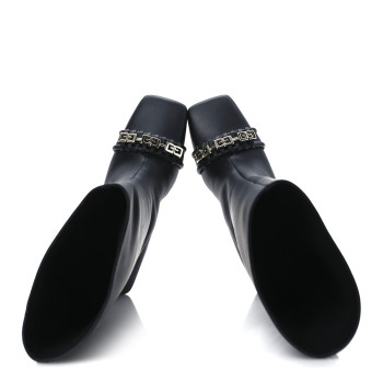 GIVENCHY Smooth Calfskin 4G Square Toe Knee Boots 38 Black
