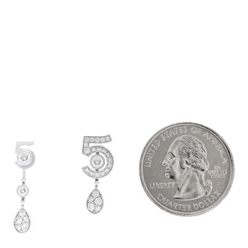 CHANEL 18K White Gold Diamond No 5 Transformable Earrings