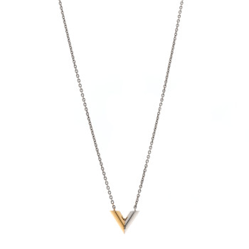 LOUIS VUITTON Essential V Uniformes Necklace Silver Gold