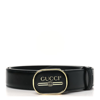 GUCCI Calfskin Logo Belt 95 38 Black
