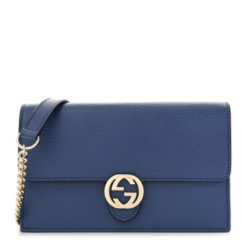 GUCCI Dollar Calfskin Interlocking G Chain Wallet Caspian