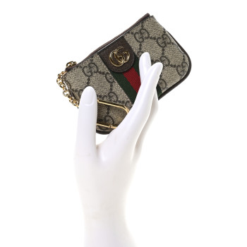 GUCCI GG Supreme Monogram Web Ophidia Key Case Beige New Acero
