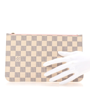 LOUIS VUITTON Damier Azur Neverfull MM GM Pochette Rose Ballerine