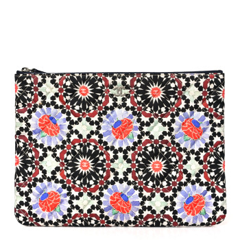 CHANEL Coated Canvas Paris Dubai Medium Cosmetic Case Multicolor