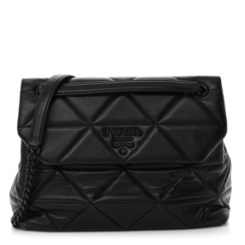 PRADA Nappa Triangle Stitched Large Spectrum Bag Black