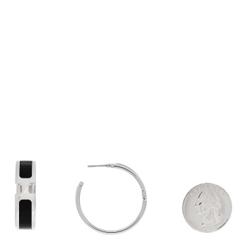 HERMES Lizard Olympe Earrings Black