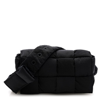 BOTTEGA VENETA Nylon Intrecciato Padded Tech Mini Cassette Belt Bag Black