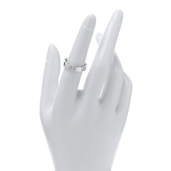 CARTIER 18K White Gold Diamond 4mm LOVE Wedding Band Ring 53 6.5