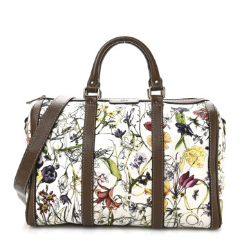 GUCCI Canvas Flora Infinity Medium Joy Boston White Multicolor Acero