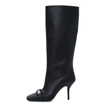 GIVENCHY Smooth Calfskin 4G Square Toe Knee Boots 38 Black
