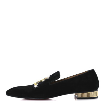 CHRISTIAN LOUBOUTIN Veau Velour Mens Colonnaki Cruise Venetian Flat Loafer 42 Black