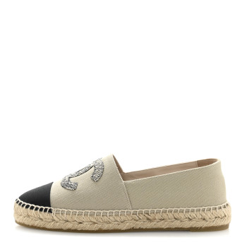 CHANEL Canvas Grosgrain CC Espadrilles 39 Light Green Black