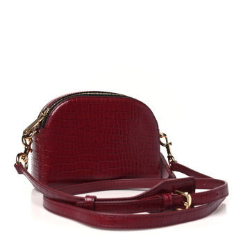 MARC JACOBS Calfskin Crocodile Embossed Shutter Camera Crossbody Bag Vachetta Red