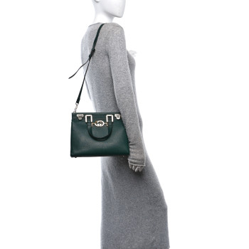 GUCCI Grainy Calfskin Small Zumi Top Handle Bag Vintage Green