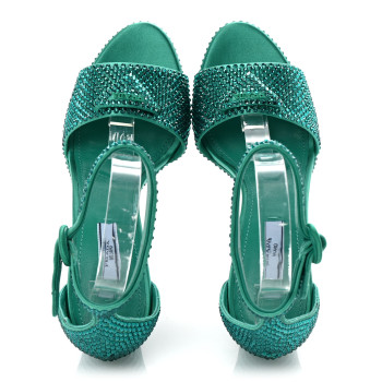 PRADA Satin Crystal Triangle Logo 40/135mm Platform Sandals 36.5 Mango