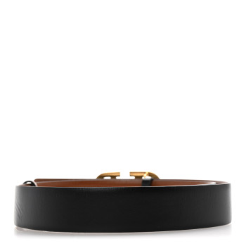 VALENTINO GARAVANI Glossy Calfskin VLogo Reversible 30mm Belt 80 32 Saddle Brown Black