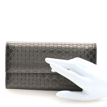 GUCCI Shine Microguccissima Candy Continental Wallet Silver
