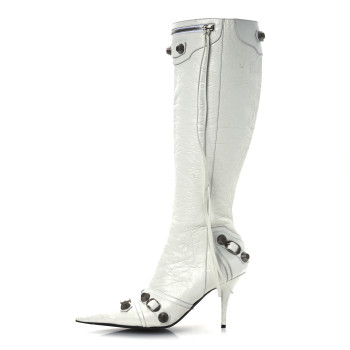 BALENCIAGA Agneau Arena Cagole 90mm Boots 40 Optic White Silver