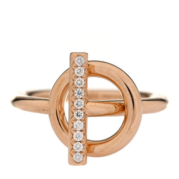 HERMES 18K Rose Gold Diamond PM Echappee Ring 51 5.75