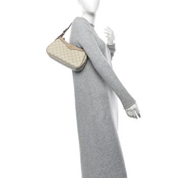 GUCCI GG Supreme Monogram Textured Dollar Calfskin Small Ophidia Hobo Beige Mystic White Oatmeal
