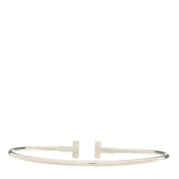 TIFFANY 18K White Gold Narrow T Wire Bracelet
