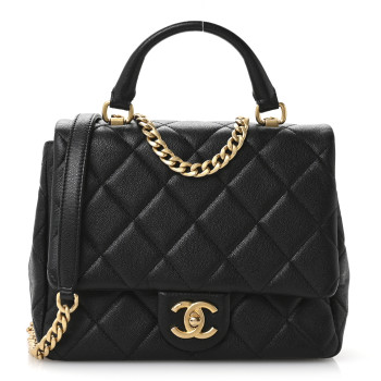 CHANEL Caviar Quilted Small Top Handle Flap Black